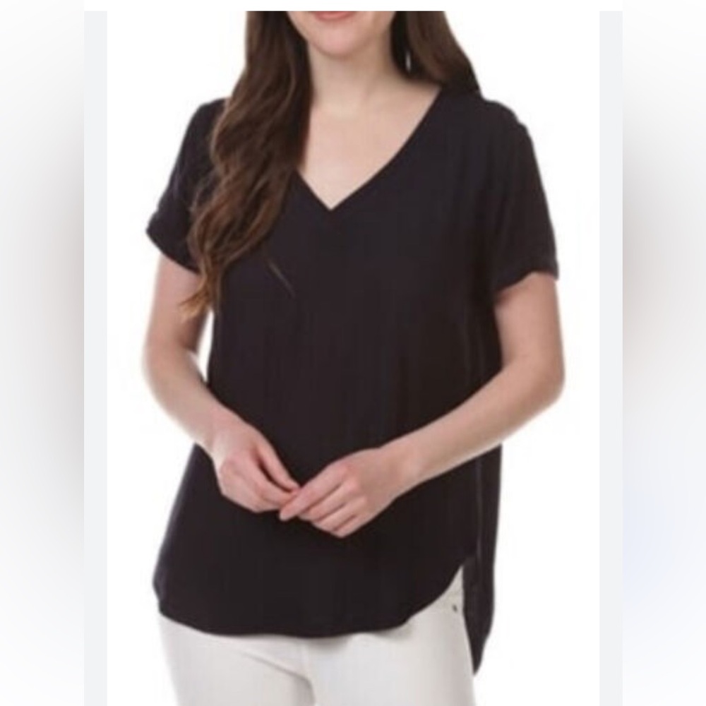 cloth & stone Black V-Neck Short Sleeve Relaxed Tee